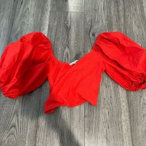 Abercrombie & Fitch Red Puff Sleeve Blouse